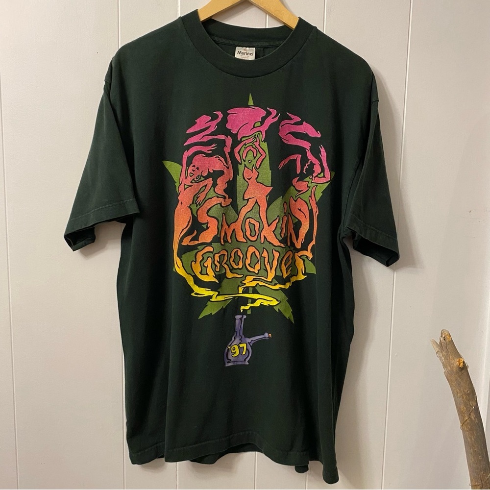 Vintage 1997 Smokin Grooves Band Tee Cypress Hill OutKast Concert Green Tour 97
